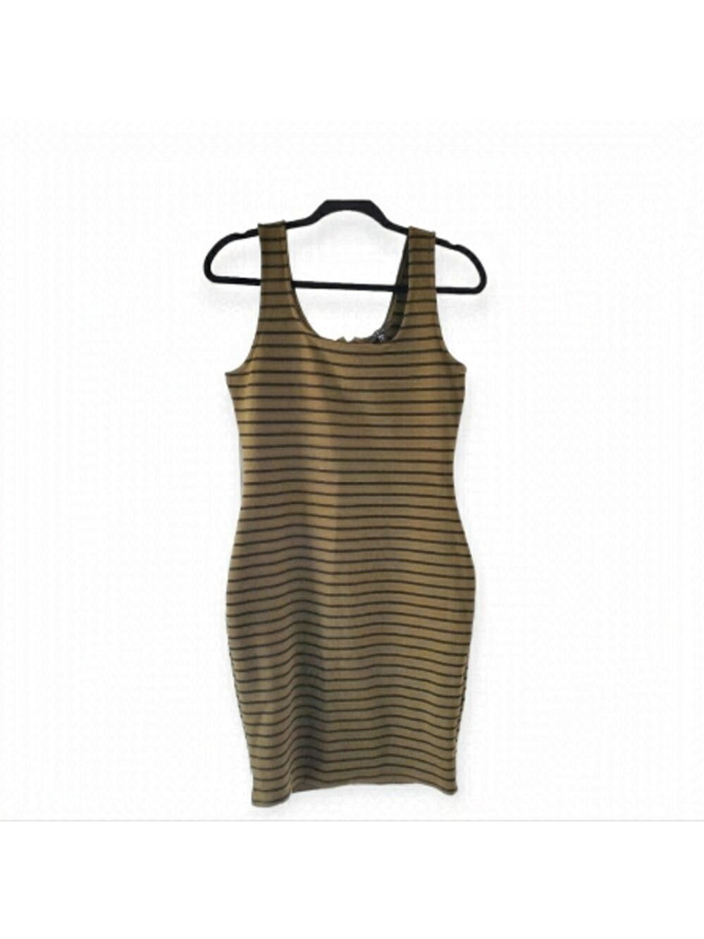 IRIS Olive Green Striped Dress Tank Sheath Size Large